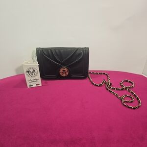 NWT Valentino Orlandi Black Leather Chain Crossbody Bag